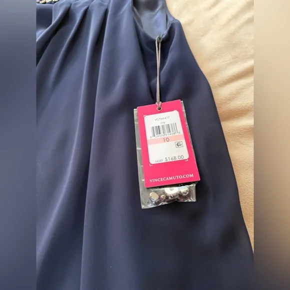 Vince Camuto Navy Dress with Embellished Details 10 NWT HOLIDAY - Picture 2 of 6